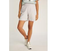 Sweatshorts CALVIN KLEIN JEANS "WOVEN LABEL SHORTS", Damen, Gr. M (38), N-Gr, grau (chalk), Sweatware, Obermaterial: 100% Baumwolle, unifarben, bequem kurz, Hosen Sweatshorts, mit Logo (60526051-M)
