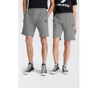 Sweatshorts CONVERSE "EMBROIDERED STAR CHEVRON STANDARD-FIT FLEECE SHORT", Damen, Gr. XS, N-Gr, grau (hellgrau), Sweatware, Obermaterial: 80% Baumwolle, 20% Polyester, unifarben, Hosen Sweatshorts (84