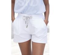 Sweatshorts ELBSAND "Melros", Damen, Gr. M (38), N-Gr, weiß, Sweatware, Obermaterial: 95% Baumwolle, 5% Elasthan, unifarben, casual, figurumspielend kurz, Hosen, mit Taschen, kurze Hose aus Baumwolle,