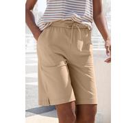 Sweatshorts ELBSAND "Vivi", Damen, Gr. M (38), N-Gr, camelfarben, Sweatware, Obermaterial: 95% Baumwolle, 5% Elasthan, unifarben, figurumspielend kniefrei, Hosen Sweatshorts, mit Logodruck auf der Ges