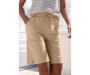 Sweatshorts ELBSAND "Vivi", Damen, Gr. M (38), N-Gr, camelfarben, Sweatware, Obermaterial: 95% Baumwolle, 5% Elasthan, unifarben, figurumspielend kniefrei, Hosen Sweatshorts, mit Logodruck auf der Ges