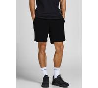 Sweatshorts JACK & JONES "JPSTGORDON mit elastischem Bund", Herren, Gr. L, N-Gr, schwarz, Web, Obermaterial: 61% Polyester, 39% Baumwolle, unifarben, slim fit kniefrei, Hosen Sweatshorts, unifarben, m