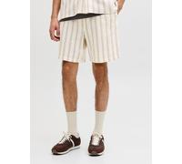 Sweatshorts JACK & JONES "JPSTJAIDEN COBA STRIPE JOG SHORT SRT SN", Herren, Gr. M, N-Gr, beige (antique weiß detail:stripes), Web, Obermaterial: 100% Baumwolle, gestreift, relaxed fit kniefrei, Hosen