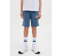 Sweatshorts JACK & JONES JUNIOR "JPSTLOGO SWEAT SHORTS 2 COL SN GMS JNR", Herren, Gr. 140, N-Gr, blau (oceanview), Sweatware, Obermaterial: 70% Baumwolle, 30% Polyester, slim fit knielang, Hosen Sweat