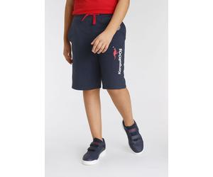 Sweatshorts KANGAROOS "Basic Sweatbermudas mit Logo-Druck", Mädchen, Gr. 140/146, N-Gr, blau (marine), Sweatware, Obermaterial: 100% Baumwolle, bedruckt, Basic, Hosen Sweatshorts, Modische Kangaroos D