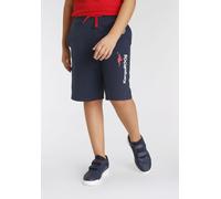 Sweatshorts KANGAROOS "Basic Sweatbermudas mit Logo-Druck", Mädchen, Gr. 152/158, N-Gr, blau (marine), Sweatware, Obermaterial: 100% Baumwolle, bedruckt, Basic, Hosen Sweatshorts, Modische Kangaroos D