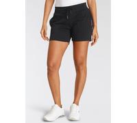 Sweatshorts KANGAROOS, Damen, Gr. 46, N-Gr, schwarz, Interlock, Obermaterial: 100% Baumwolle, kontrastfarbene Details, unifarben, bequem kurz, Hosen Sweatshorts, zum Krempeln mit Riegel und Knopf (188