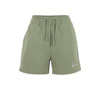 Sweatshorts KARL KANI "Karl Kani Signature Essential Sweat Shorts", Damen, Gr. S, US-Größen, grün (light olive), 65% Baumwolle, 35% Polyester, normal, Hosen Sweatshorts (64760269-S) light olive