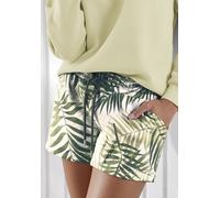 Sweatshorts LASCANA, Damen, Gr. 36/38, N-Gr, grün (grün gemustert), Sweatware, Obermaterial: 60% Baumwolle, 40% Polyester, gemustert, Basic kurz, Hosen Sweatshorts, Loungeshorts im schönen Allover-Blä