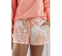 Sweatshorts LASCANA, Damen, Gr. 48/50, N-Gr, orange (pfirsich gemustert), Sweatware, Obermaterial: 60% Baumwolle, 40% Polyester, gemustert, Basic kurz, Hosen Sweatshorts, Loungeshorts im schönen Allov