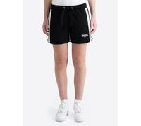Sweatshorts LONSDALE "CARLOWAY", Damen, Gr. M, N-Gr, schwarz, weiß, Obermaterial: 60% Baumwolle, 40% Polyester, Hosen Sweatshorts, sportlicher Stil, für Sportmode und Streetwear, komfortable Passform