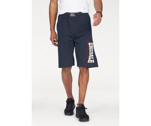 Sweatshorts LONSDALE "LOGO JAM", Herren, Gr. L, N-Gr, blau (schwarz navy, oxblood, ecru), Obermaterial: 100% Baumwolle, bequem knielang, Hosen Sweatshorts, mit seitlichen Eingrifftaschen, aus Baumwoll