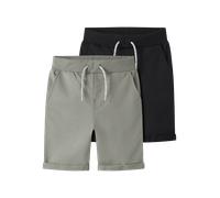 Sweatshorts NAME IT "NKMVERMO 2P LONG SWE SHORTS UNB F NOOS", Jungen, Gr. 122, N-Gr, shadow pack:packed with schwarz, angeraute Sweatware, Obermaterial: 100% Baumwolle, unifarben, regular fit kurz, Ho