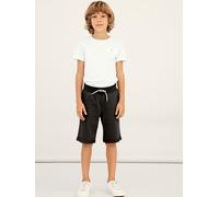 Sweatshorts NAME IT "NKMVERMO LONG SWE SHORTS UNB F NOOS", Jungen, Gr. 110, N-Gr, schwarz, angeraute Sweatware, Obermaterial: 100% Baumwolle, regular fit kurz, Hosen Sweatshorts, Baumwolle, Umschlagsa