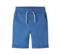 Sweatshorts NAME IT "NKMVERMO LONG SWE SHORTS UNB F NOOS", Jungen, Gr. 152, N-Gr, delft, angeraute Sweatware, Obermaterial: 100% Baumwolle, regular fit kurz, Hosen Sweatshorts, Baumwolle, Umschlagsaum