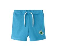Sweatshorts NAME IT "NMMFRESNO NREG SWE SHORTS UNB BOX PB", Mädchen, Gr. 92, N-Gr, cyaneus, Sweatware, Obermaterial: 60% Baumwolle, 40% Polyester, bedruckt, unifarben, normal kurz, Hosen Sweatshorts (