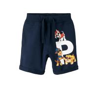 Sweatshorts NAME IT "NMMMIR PAW NREG LONG SW SHORT UNB CPLG", Mädchen, Gr. 92, N-Gr, navy blazer, Sweatware, Obermaterial: 95% Baumwolle, 5% Elasthan, bedruckt, regular fit kurz, Hosen Sweatshorts, Ba