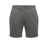 Sweatshorts ONLY & SONS "ONSNEWKODYL REG S SHORTS BP", Herren, Gr. S, N-Gr, castor gray, Sweatware, Obermaterial: 62% Polyester, 33% Viskose, 5% Elasthan, unifarben, regular fit ca. Mitte Oberschenkel
