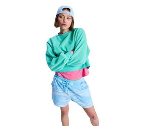 Sweatshorts ROXY "Make It Sunny", Damen, Gr. S, airy blau make a splash big, Obermaterial: 78% Walkfrottier, 22% Microfaser;, Hosen Sweatshorts (23833634-S) airy blau make a splash big