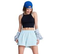 Sweatshorts ROXY "Perfect Stripe", Damen, Gr. L, tanager turquoise small stripe, Obermaterial: 60% Walkfrottier, 40% Microfaser;, Hosen Sweatshorts (43489321-L) tanager turquoise small stripe