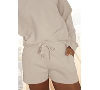 Sweatshorts S.OLIVER, Damen, Gr. 32/34, N-Gr, beige (creme), Rippware, Obermaterial: 100% Baumwolle, unifarben, bequem kurz, Hosen Sweatshorts, Kurze Hose aus Ripp-Qualität mit seitlichen Taschen, Lou