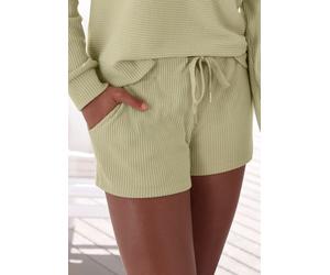 Sweatshorts S.OLIVER, Damen, Gr. 32/34, N-Gr, grün (pistazie), Rippware, Obermaterial: 100% Baumwolle, unifarben, bequem kurz, Hosen Sweatshorts, Kurze Hose aus Ripp-Qualität mit seitlichen Taschen, L