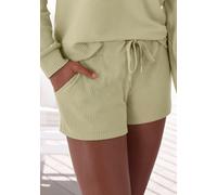 Sweatshorts S.OLIVER, Damen, Gr. 44/46, N-Gr, grün (pistazie), Rippware, Obermaterial: 100% Baumwolle, unifarben, bequem kurz, Hosen Sweatshorts, Kurze Hose aus Ripp-Qualität mit seitlichen Taschen, L
