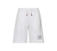 Sweatshorts TOMMY HILFIGER "TOMMY FLAG HILFIGER SWEATSHORT", Jungen, Gr. 80, N-Gr, weiß, Sweatware, Obermaterial: 80% Baumwolle, 20% Polyester, unifarben, regular fit kniefrei, Hosen Sweatshorts, mit