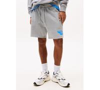 Sweatshorts TOMMY JEANS "TJM RLX STACK LOGO SWEATSHRT EXT", Herren, Gr. S, N-Gr, grau (grau htr), Web, Obermaterial: 100% Baumwolle, unifarben, normal kurz, Hosen Sweatshorts, Mit Kordelzug (87326137-