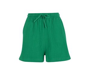 Sweatshorts URBAN CLASSICS "Urban Classics Ladies Musselin Shorts", Damen, Gr. 4XL, US-Größen, grün (froggrün), 100% Baumwolle, unifarben, loose fit, Hosen Sweatshorts (35343460-4XL) froggrün