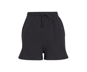 Sweatshorts URBAN CLASSICS "Urban Classics Ladies Musselin Shorts", Damen, Gr. XS, US-Größen, schwarz, 100% Baumwolle, unifarben, loose fit, Hosen Sweatshorts (45827428-XS) schwarz