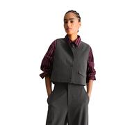 Sweatweste MARC O'POLO DENIM "mit LENZING™ ECOVERO™", Damen, Gr. XL, grau (anchor grau melangé), Obermaterial: 61% Polyester, 35% Viskose, 4% Elasthan, unifarben, loose fit, Westen (66620411-XL) ancho