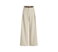 SweatyRocks Anzughose Damen Weites Bein Bundfaltenhose Stoffhose Elegant Business Outfit Anzughosen Mit Gürtel Leinenhose Aprikosenfarben XL