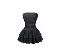SweatyRocks Bandeau Kleid Damen Glitzer Sommerkleid Partykleid Rückenfreies Kleid Mit Rüschen Minikleid Off Shoulder Glitzerkleid Schwarz S