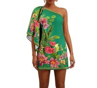 SweatyRocks Boho Kleid Damen Kurz Sommerkleid Leicht Strandkleid Off Shoulder Kleid Mit Blumen Minikleid Italienische Mode Sommer Outfits Grün S
