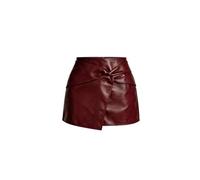 SweatyRocks Damen PU Leder Rock High Waist Minirock Bodycon Herbstrock mit Twist Wickel Lederrock Partyrock Rave Outfit Clubwear
