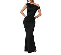 SweatyRocks Maxikleid Damen Elegant Hochzeitsgast Kleid Lang Sommerkleid Off Shoulder Kleid Partykleid Cocktailkleider Bodycon Kleider Schwarz M