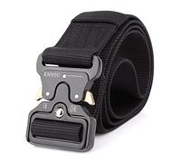 SWECOMZE Herren Taktischer Gürtel Canvas Belt Länge 125 cm, Breite ca.4,5 cm (Schwarz)