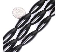 Sweet Happy Girl's 10x30mm Olivary Black Agate Beads Strand 15 Inch Jewelry Making Beads by Sweet & Happy Girl's Gemstone Art Beads