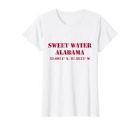Sweet Water Alabama Koordinaten Souvenir Preisgünstiges Grafik-T-Shirt, Damen, Weiß, L