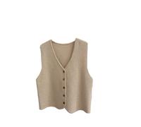 SWEPER Ärmellose Strickweste Für Damen - Strickpullover Für Damen, Einfarbig, Lässig, Vintage-Strickwaren, Elegant, Ärmellos, Schick, Herbst Und Winter, Warme Mode, Aprikose, XXL