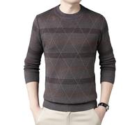 SWEPER Herren Pullover - Herren Rundhals Langarm Slim Fit Pullover Mode Lässig Herren Warmer Pullover,Khaki,L