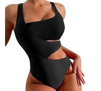 Swimsuits for Women, Damen Bikini Set One Shoulder Pailletten Tropical Print Bindedetail Asymmetrische Bademode Zweiteiliger Badeanzug Swimsuit Push-Up Spaghettiträger Badeanzüge Piece Swimwear Twist