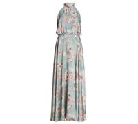 SWING - Abendkleid mit blusigem Top aus floral bedrucktem Crinkle Satin ice blue / vintage pink, 4OS