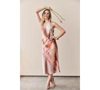 SWING - Bedrucktes Slip Dress aus Satin mit Stehkragen terracotta / multi - Gr. - 36