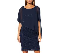 SWING Damen Cocktailkleid mit asymetrischem Obertop navy, Größe 36, 3854017 Navy 36