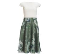 SWING - Cocktailkleid aus bedrucktem Organza mit Scuba Oberteil pistachio green / ivory - Gr. - 44
