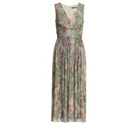 SWING - Cocktailkleid aus bedrucktem Plissee Jersey mit V-Ausschnitt matcha green / vintage pink - Gr. - 38