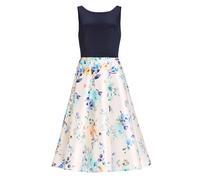 SWING - Cocktailkleid aus bedrucktem Twill mit Scuba Oberteil ivory / multi - Gr. - 34