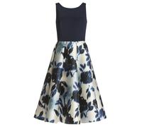 SWING - Cocktailkleid aus bedrucktem Twill mit Scuba Oberteil ivory/navy - Gr. - 36